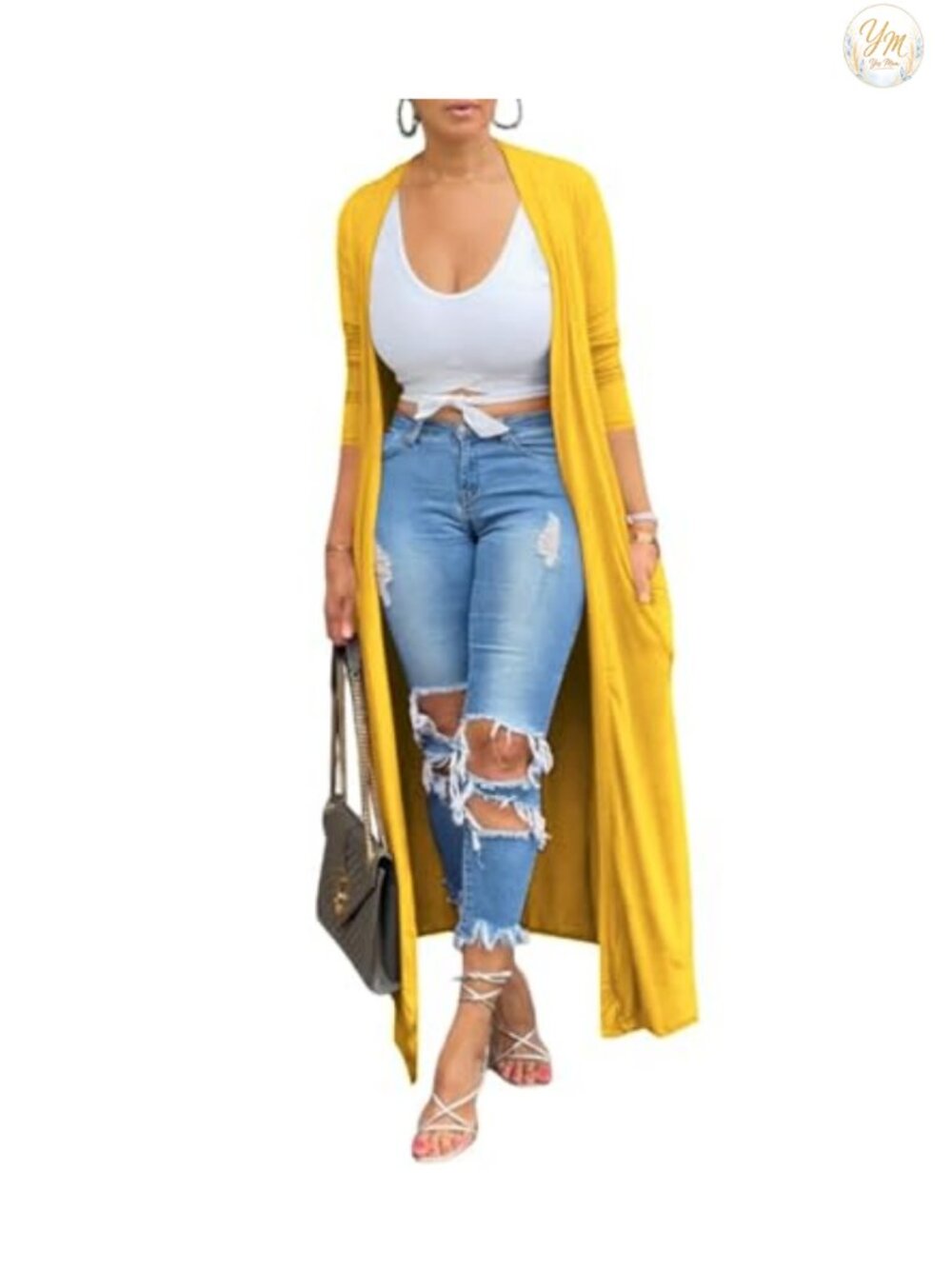 Women's Lightweight Open Front Maxi Drape Cardigan with Pockets Long Sleeve